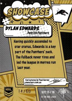 2024 NRL Traders Titanium - Showcase Caricatures Gold #SCC13 Dylan Edwards Back